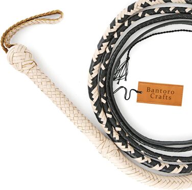 Чорно-кремова батогом з кенгурячої шкіри, важка батогом для биків з 16 пасмами, сплетений шкіряний пояс та шкіряна підкладка всередині, гучна, дзвінка батогом, стиль Індіани Джонса, для верхової їзди, кінний спорт, 6 метрів