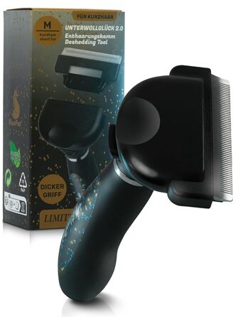 Бурштук для котів та собак з короткою шерстю BluePet - видаляє відмерле волосся та підшерсток. Розмір M (ширина гребеня 66 мм), Limited Edition 2.0