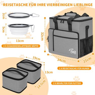 Сумка для ласощів для собак на 25L з регульованим ремінцем, ідеальна для прогулянок та подорожей (сіра)