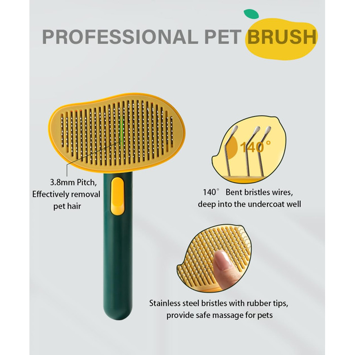 Щітка для собак і котів Mango, самоочисна, у формі манго, зелена