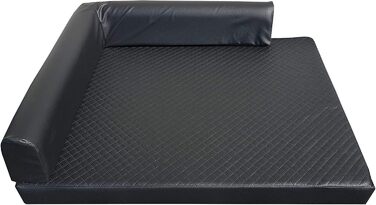 Ортопедичне ліжко для собак Natalia Spzoo Eckbett, кутовий лежак, м'яка собача підстилка, чорний колір, розмір S (80 x 60 см)