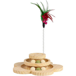 Інтерактивна іграшка для котів 4 в 1: когтеточка з мотузки, інтерактивна іграшка з пір'ям, дерев'яна іграшка-головоломка