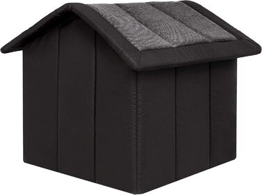 Будка для собак і кішок, лежак, хатка, розмір S 38x32 см, графіт із чорним