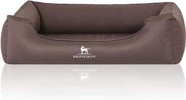 Ортопедичне водонепроникне собаче ліжко Knuffelwuff Leon з велюру, ручної роботи, XL 105 x 75 см, сірувато-коричневе, знімний чохол, можна прати, для великих, середніх та маленьких собак