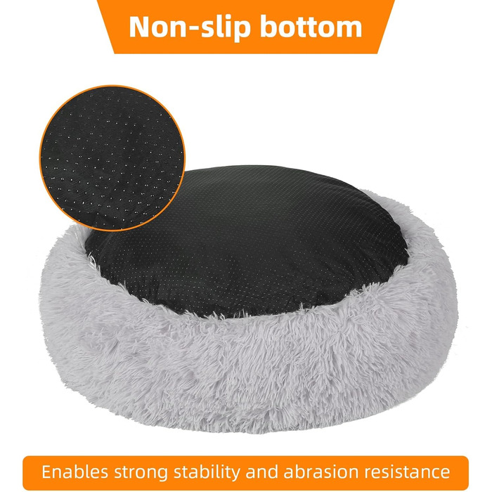 Кругле ліжко для собак та котів LYNAX, плюшеве, 60x60 см, сіре (для маленьких та середніх собак)