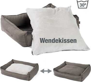 JAMAXX Преміум лежанка для собак з ортопедичним матрацом Memory Visco, знімний чохол, лежанка-кошик для собак S-XL (65x50 см, сірий)