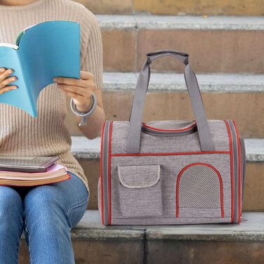 Транспортна сумка для кота Moxeupon | Переноска для кошенят | Сумка-переноска для тварин з м'якими стінками, схвалена авіаперевізниками (червона)