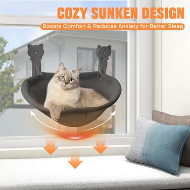 Крісло-гамак для кота на вікно Homegroove, 45 x 30 см, чорний, з металевим каркасом