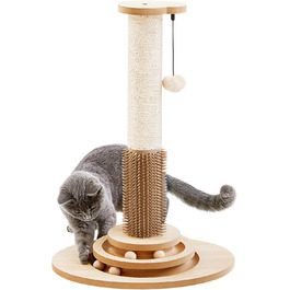Made4Pets Когтеточка для котів з інтерактивними іграшками, обертовою платформою, треками з кульками та підвішеними м'ячами, ідеальна для домашніх котів