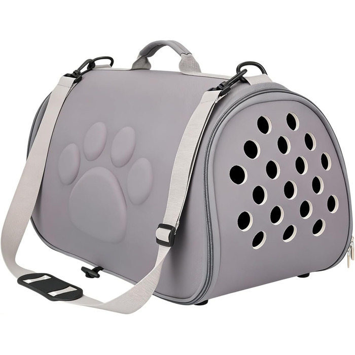 М'яка переносна сумка для тварин | З плечовим ременем, легка сумка для котів та інших тварин - для подорожей, кемпінгу, ветеринара, міста (Сірий, L)