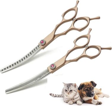 Ножиці для грумінгу собак і котів Floraslee - професійні ножиці для стрижки шерсті з регулюванням (тонкість 40-50%)