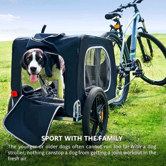 Фаркоп для велосипеда SogesHome: перевезення собак, XXL, 600D Oxford, чорний