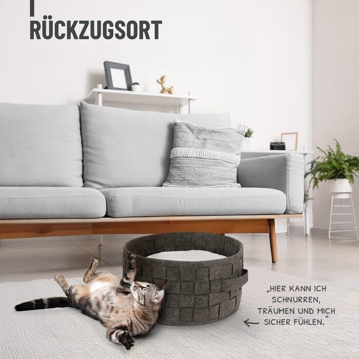 Квіткове ліжко для котів ReaVET Samtpfoten - м'яке та зручне, з подушкою, з фетру