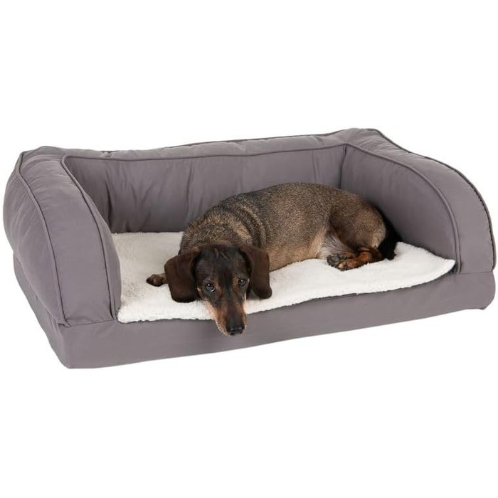 Ортопедичний лежак для собак Zooplus | Лежанка з Memory Foam | М'який матеріал, високий борт | З плюшевою подушкою (S-L, 75x50x25 см)