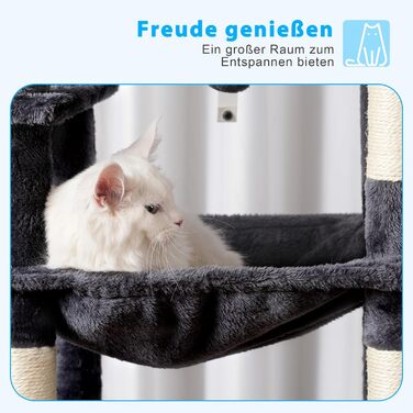 Котячий будиночок Hey-brother Kratzbaum: багатоповерховий, 145 см, сірий, з лежаком та гамаком