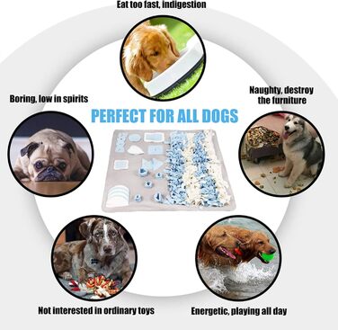 Килимок для носової роботи собак, малий та великий, 100,1 x 100,1 см, легкий у наповненні, машинне прання, тренування, активність/іграшка для домашніх тварин, ідеальний для зняття стресу, сірий