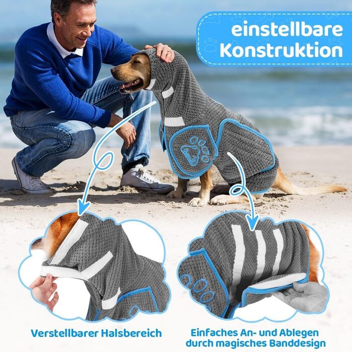 Рушник для собак SowTon - надпоглинутий, сірий (L)