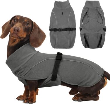 Теплий зимовий одяг для такси (M), Куртка для собак з високим коміром та світловідбиваючими смугами, Сірий (M)