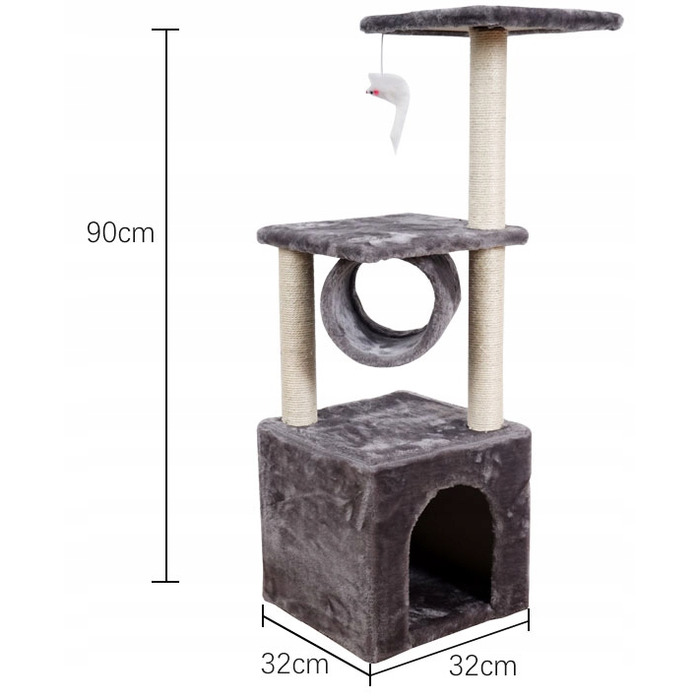 Когтеточка для котів Omna, бежева, сизаль, 61-100 см, 5 рівнів