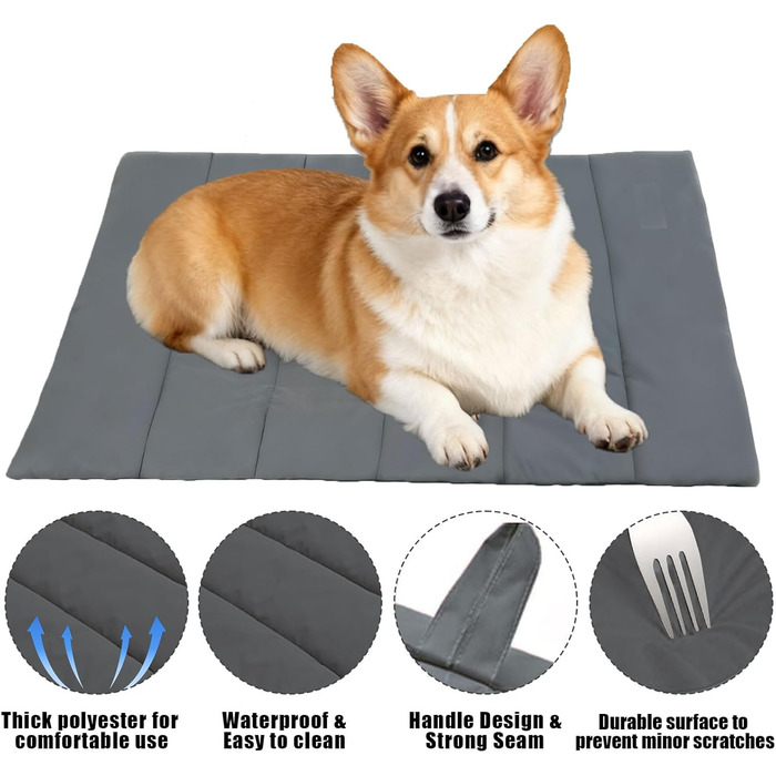 Водонепроникний килимок для собак на виїзд, миється, зручний, м'який, для подорожей, кемпінгу, відпочинку на природі (сірий)