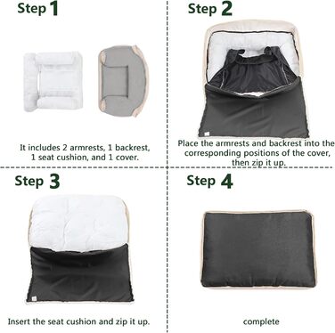 Крісло-лежанка для собак та котів середнього розміру, знімне та миється, м'яке та зручне, з антиковзною основою, 50,8 x 38,1 x 20,3 см