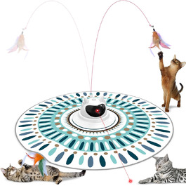 Інтерактивна іграшка для котів 3-в-1 Spessn: хованки, пір'я, лазерний вказівник. Електрична іграшка-головоломка для котів будь-якого віку. Біло-червоний колір, Ximi