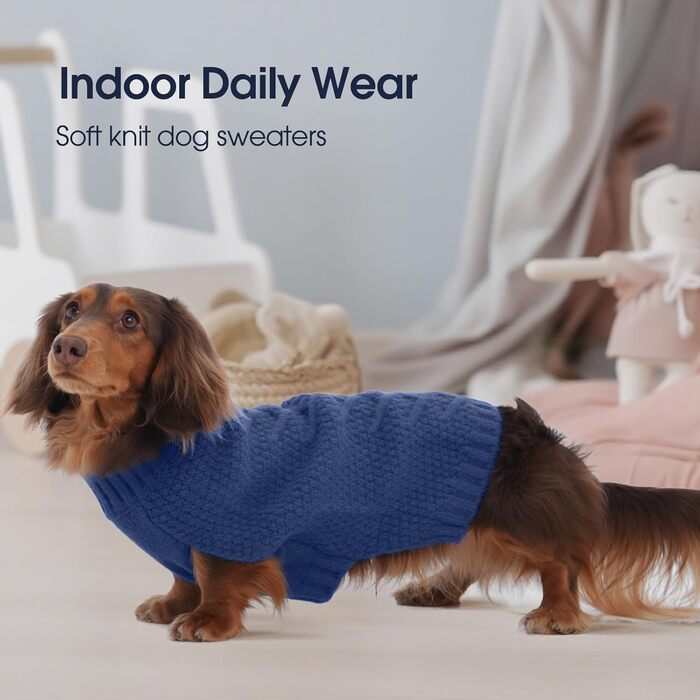 Теплий зимовий светр для собак великих та екстра-великих порід IECOii, блакитний (XXXX-Large, обхват грудей 89.9 см)