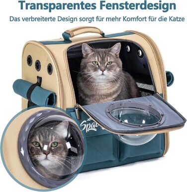 Розширюваний рюкзак для тварин Galatée, дозволений для перевезення в літаку, для котів та маленьких собак, дихаючий, для подорожей, хакі