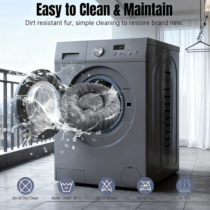 М'яке ліжко для домашніх тварин: ліжко для собак, ліжко для котів, кругла форма, пончик, корзина для собак, подушка для котів, ліжко для кошенят, тепле місце для сну, сірий колір, діаметр 60 см