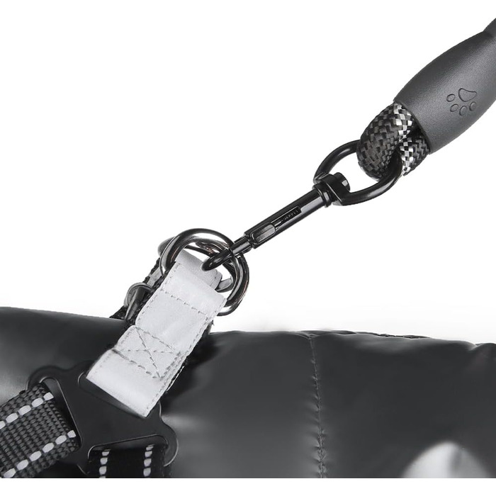 Водонепроникна куртка для собак 2-в-1 зі вбудованим шлейкою – зимова куртка з відбиваючими елементами для собак маленьких, середніх та великих порід – вітронепроникна, зручна та легка у догляді, сіра, розмір S