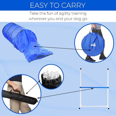 Набір для аджиліті для собак Better Sporting Dogs Deluxe: 7 елементів | Стрибки, тунелі, weave-стійки, бокс для відпочинку