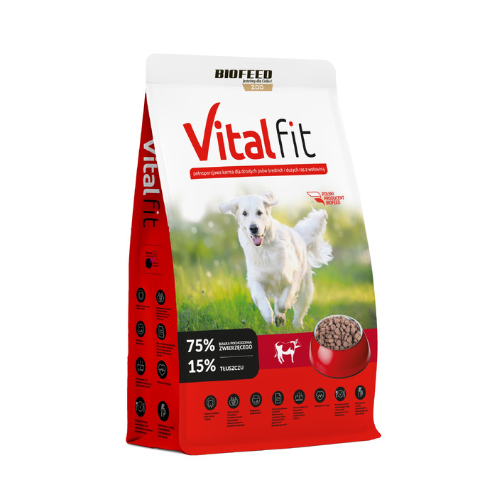 Корм для дорослих собак VitalFit з яловичиною, 15 кг