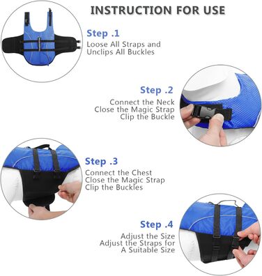 Рятувальний жилет для собак Queenore, блакитний, розмір M - для малих порід, з високою плавучістю, світловідбиваючий