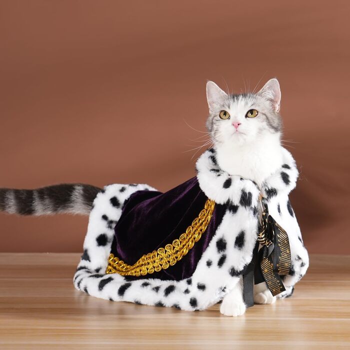 Розкішна мантія Lovelyhop для котів та собак на Halloween, костюм Короля/Королеви/Принца/Принцеси, для котячого ковтання (S, Indigo)