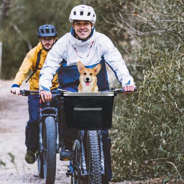 Складаний водонепроникний велосипедний кошик Lemondo – алюмінієвий кошик на кермо з подвійними ручками, 35,5 x 24,5 x 25 см, для покупок, пікніків, транспортування домашніх тварин, аксесуари для велосипеда