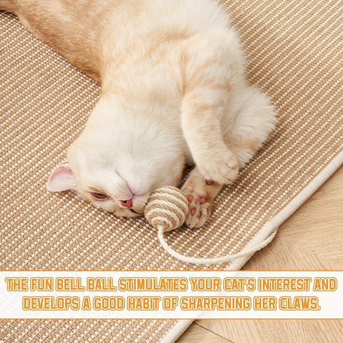 Килимок для дряпання котів, 2 шт., 60 x 40 см, сизаль, з дзвіночком, захист від подряпин