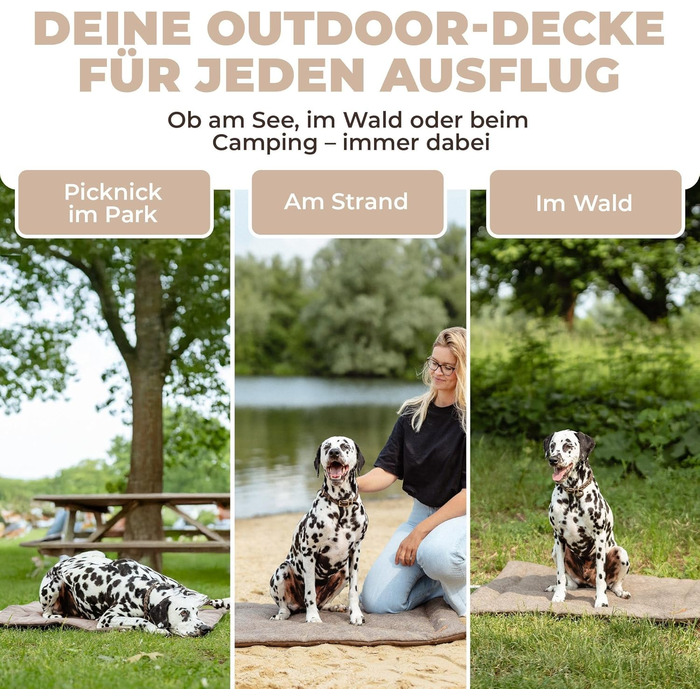 Водонепроникний килимок для собак, плед для пікніка - лежанка для собак, килимок для тварин для вулиці та дому (75x55x3 см) (Розмір L, приблизно: 100x80x3 см, Колір: коричневий фетр)