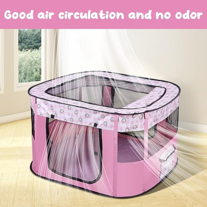 Клітка-забіг для цуценят та собак, портативна, 70x55x40 см, рожева