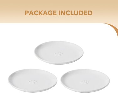 Набори керамічних мисок для котів Havniva (3 шт.) - широкі, білі, для вологого та сухого корму