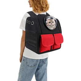 Рюкзак для кота PETCUTE, чорний, з висувною матрацом, для маленьких котів та собак, дихаючий, складаний, Oxford-Tuch