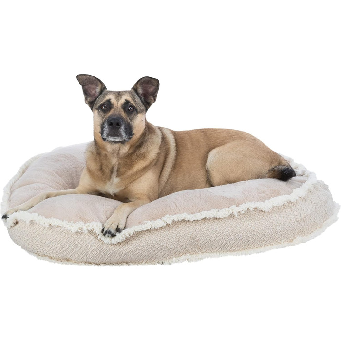Ліжко для собак та котів TRIXIE Kuscheliges Boho, овальне, 100x85 см, бежеве - знімний, пральний чохол