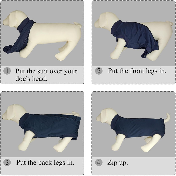 Піжама для собак після операції (кастрації) для цуценят та дорослих, чоловічий крій, S, темно-синій