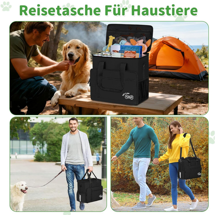 Сумка для ласощів для собак на 25 літрів з плечовим ременем, чорна. Ідеально підходить для походів та прогулянок з собакою