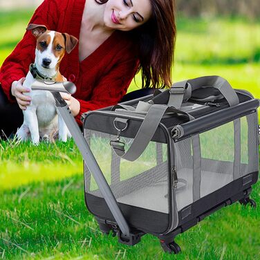 Транспортна переноска для котів та собак на колесах, складна, м'яка, з телескопічною ручкою. Ідеальна для подорожей, кемпінгу та активного відпочинку.