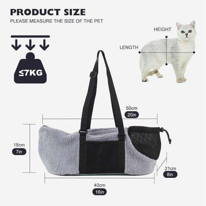 PETCUTE Сумка-переноска для собак та котів, сіра, з регульованим дном та безпечною повідком