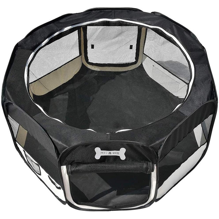 Вольєр для цуценят Melko 125x125x64 см, розкладний, чорний