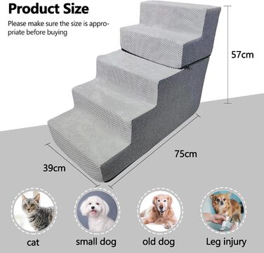 Сходинка для собак та котів Galatée: 5 сходинок, неслизька поверхня, знімна та миюча оббивка