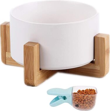 Керамічні миски для собак та котів з дерев'яною підставкою | VIKEDI | Керамічні миски для корму та води для тварин