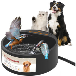 Підігрівальний годівник для води для кроликів, котів, собак, птахів, 1 л, підвісний, сірий (чорний, 2.2 л)