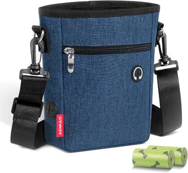 Футляр для ласощів для собак з магнітною застібкою, сумка для тренування собак з знімною внутрішньою кишенею, багатофункціональна сумка для ласощів для собак зі спонсором для фекалій, сірий (блакитний)